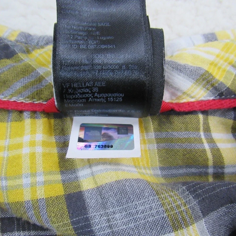 The North Face‎ Shirt Men Large Yellow Black Plaid Hiker Camp Outdoors Slim Fit
